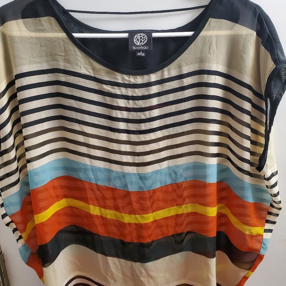 Multi-color Bobeau Poncho Blouse
